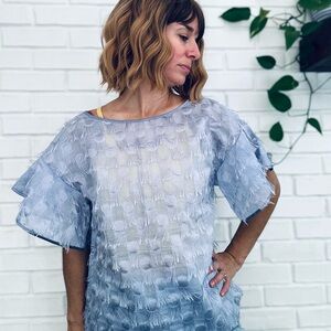 Banana Republic Lavender Textured Ruffle Top